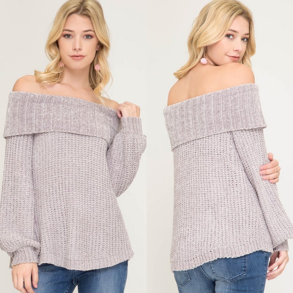 Off the shoulder chunky knit sweater 💜